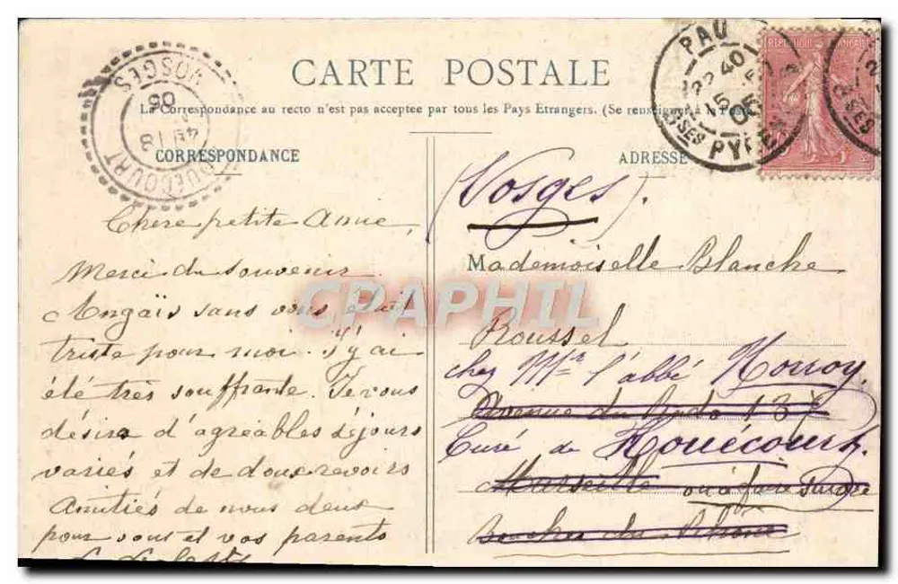 Pau — Ansicht des Schlosses vom Park aus — Eug. Pacault, Verleger, Biarritz 16. - Rückseite