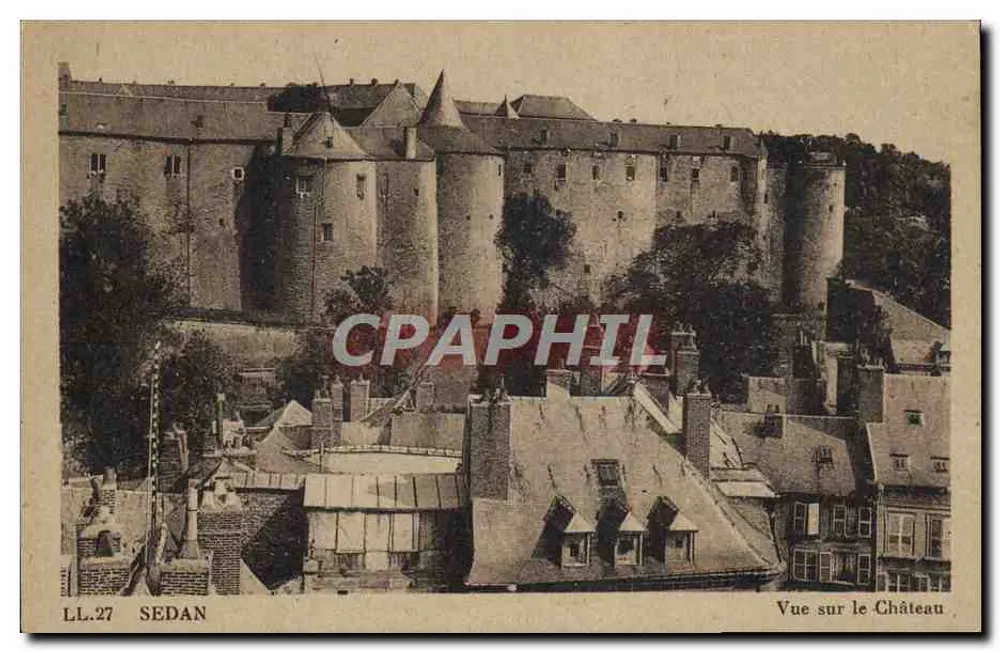 Sedan — Vista do Castelo — LL.27 — Editor: G. des Arts Mécaniques, Paris - Frente