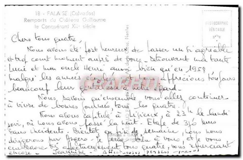 Falaise (Calvados) — Mauern des Schlosses Guillaume, 19. Jahrhundert — Éditions Gaby - Rückseite