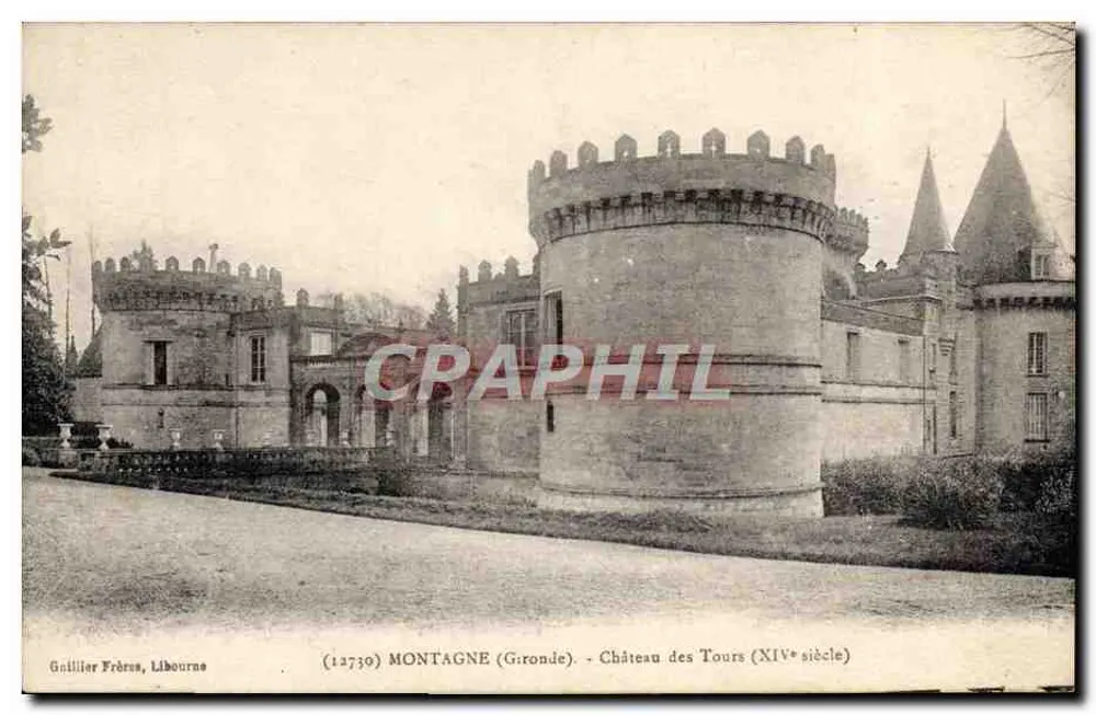 Montanha (Gironde) — Castelo das Torres (século XIV) — Guillier Frères, Libourne - Frente