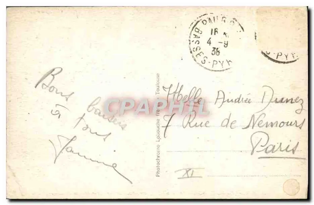 Pau - Schloss Henri IV - Bergfried und Eingang — Les Basses-Pyrénées, Nr. 40 - Rückseite