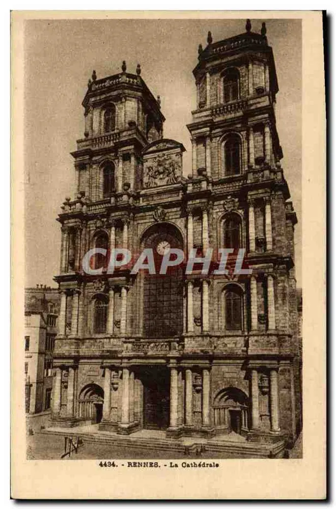 Rennes - A Catedral — Bilhete postal antigo n°4434 - Frente