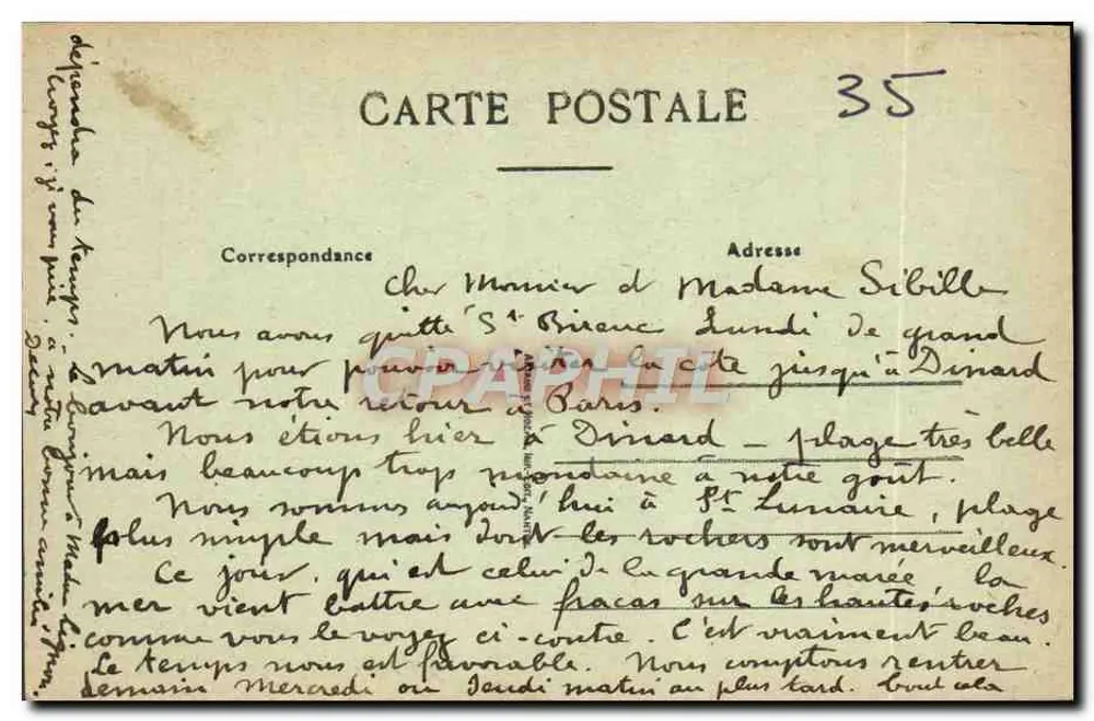 Côte d'Émeraude — St-Lunaire — Le Décollé par gros temps — editor não visível, n° de série 79 - Verso