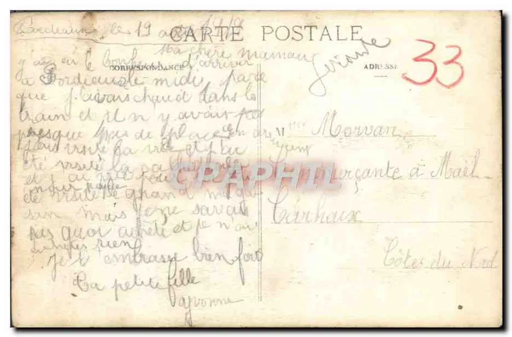 Das Grab des Kardinals de Cheverus — Kathedrale Saint-André — Marcel Delboy, Phototypie, Bordeaux - Rückseite