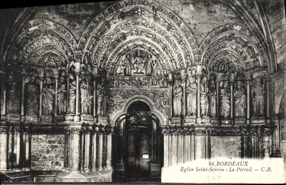 Kirche Saint-Seurin: Der Portal — Bordeaux — C.B. - Vorderseite