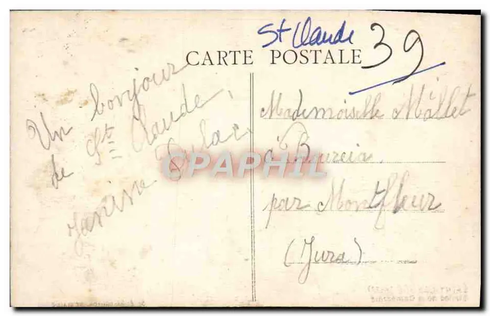 Saint-Claude (Jura) — Stalles da Catedral — Editor E. Mangrillon, n° 39 - Verso
