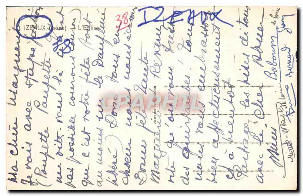 Igreja de Izéoux — editor Cing, série 38 - Verso