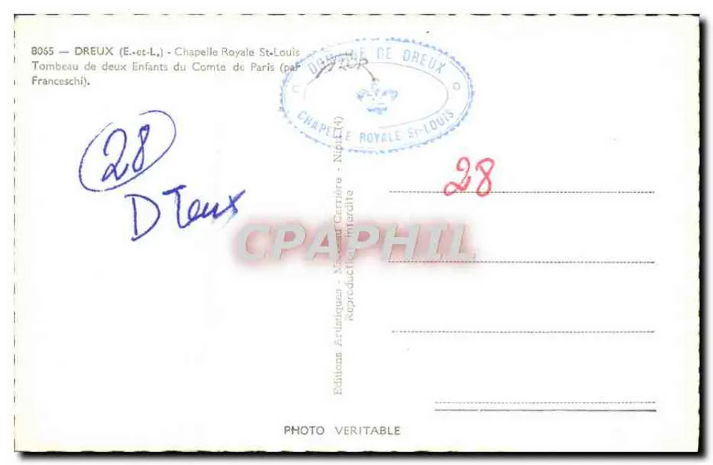 Túmulo de Dois Filhos do Conde de Paris — Capela Real de São Luís, Dreux — Éditions Artiániques - Verso