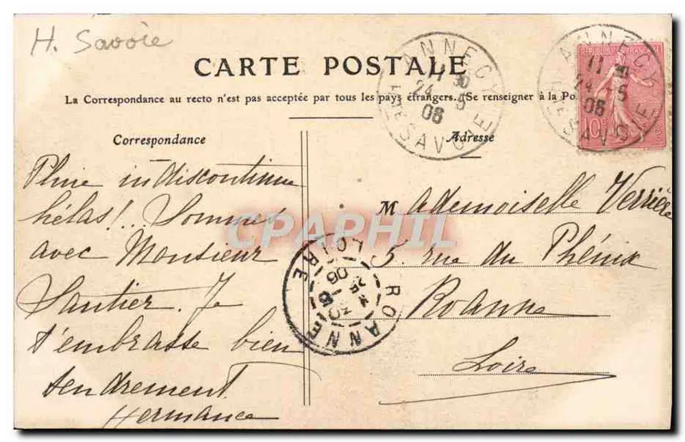 Annecy — Der Hafen und das Schloss — Edition A. Gardet, Nr. 52 - Rückseite