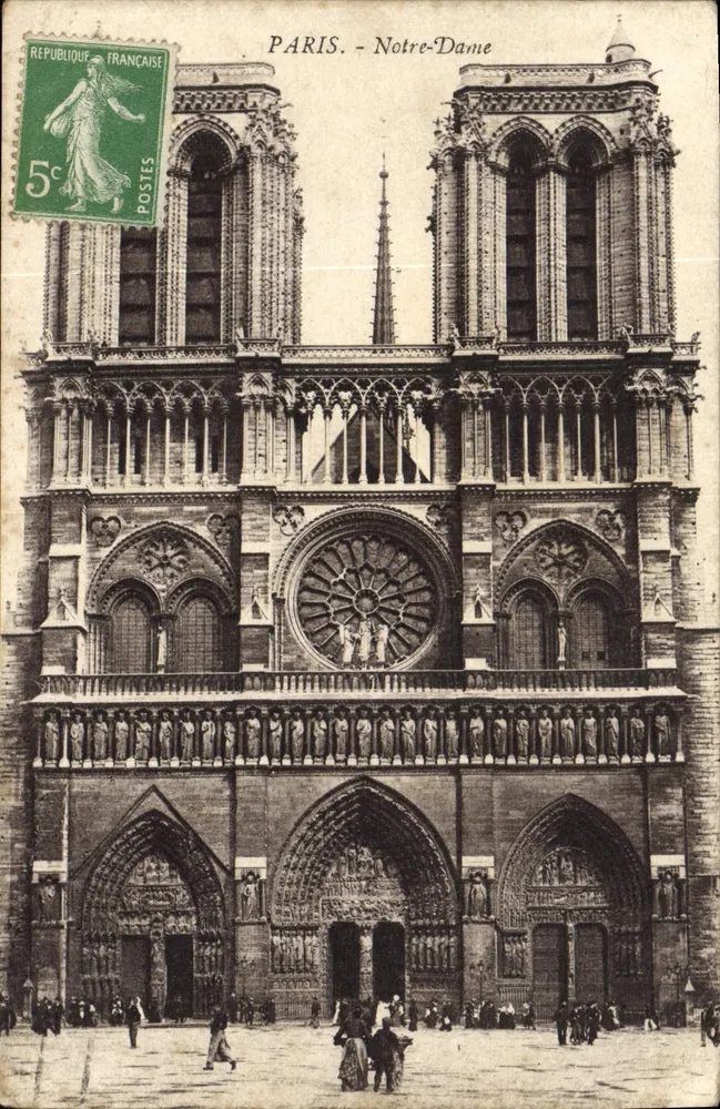 Paris - Notre-Dame — vista da fachada gótica — editor F. F. Paris, n° 108 - Frente