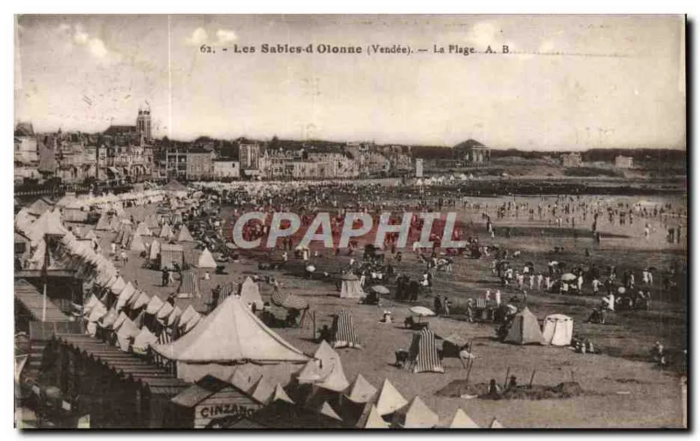 Les Sables-d'Olonne (Vendée) — A Praia — A. B. — Fototipia A. Brute, Angers - Frente