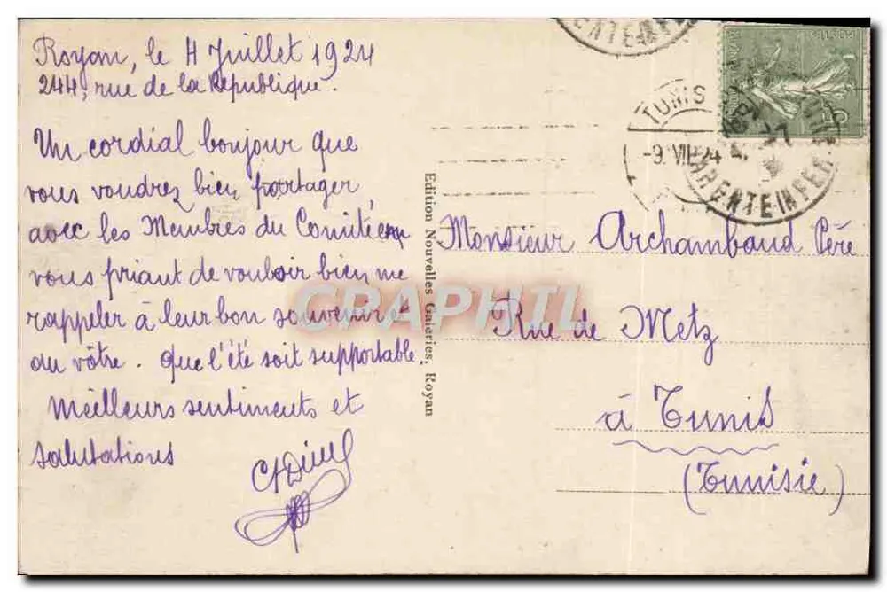 Royan — Na Praia com Maré Baixa — Edição Novas Galerias, n°22 - Verso