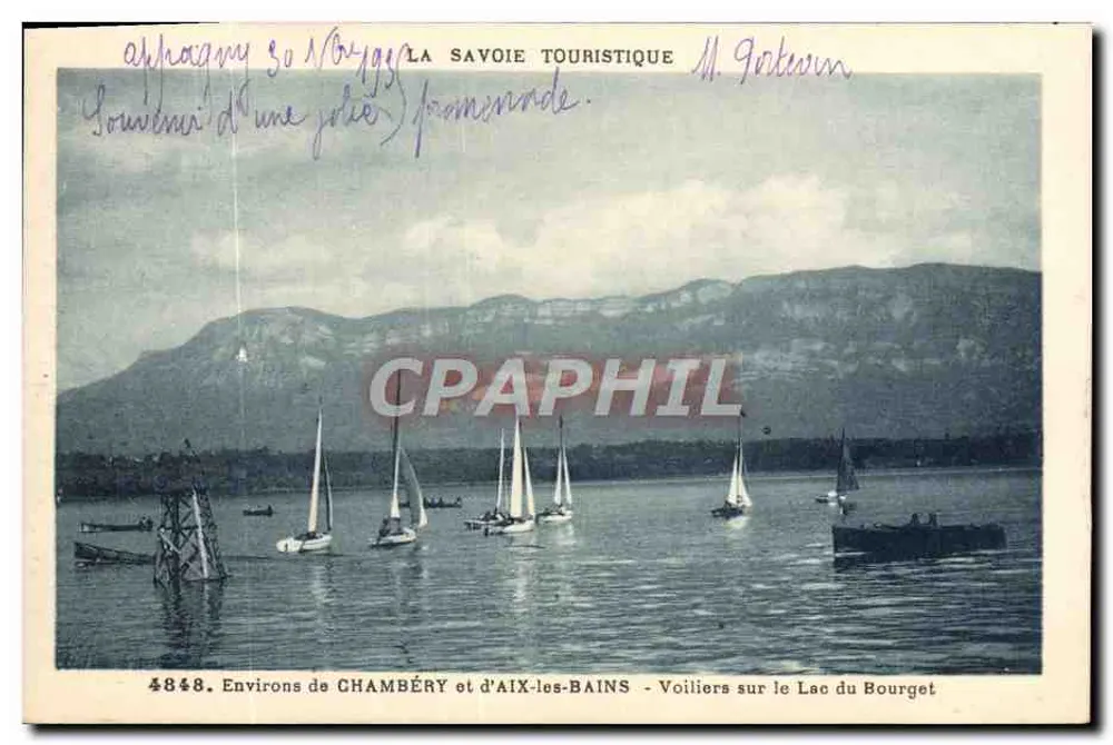 Umgebung von CHAMBERY und AIX-LES-BAINS - Segelboote auf dem Lac du Bourget — LA SAVOIE TOURISTIQUE - Vorderseite