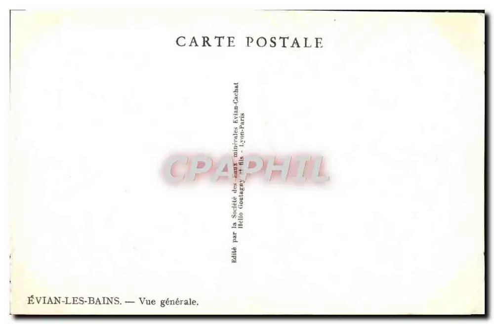 ÉVIAN-LES-BAINS — Vista geral — Editado pela Sociedade das águas minerais Évian-Cachat - Verso