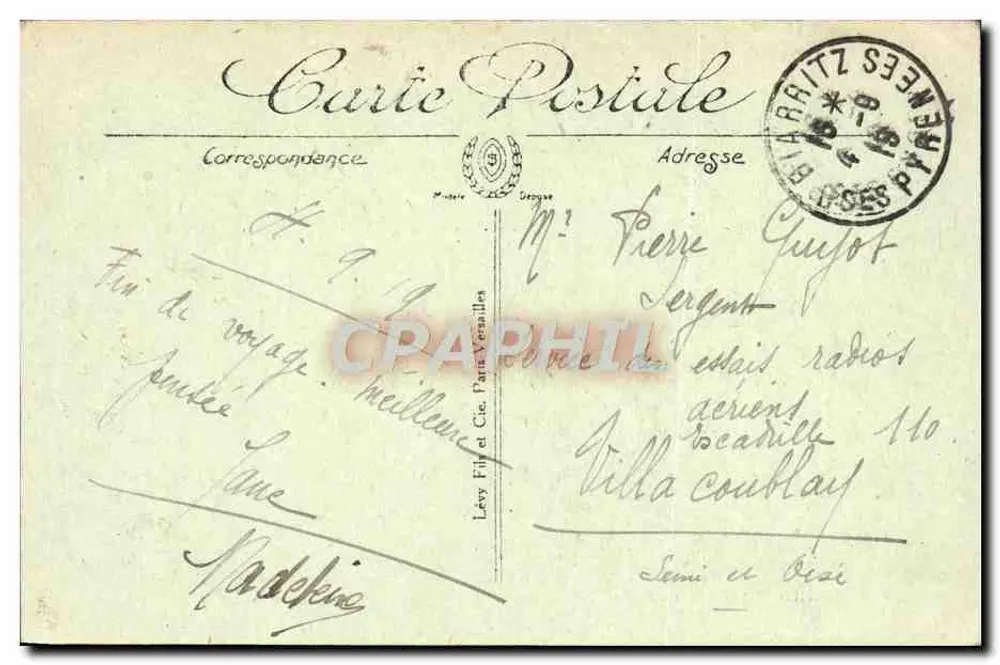 Biarritz — Le Rocher Percé — The Pierced Rock — L.L. — n° 209 - Verso