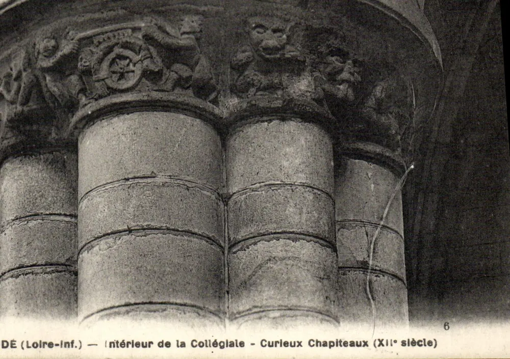 Innenansicht der Kollegiatekirche - Curleux Kapitelle (11. Jahrhundert) — Éditeur F. Chapeau, n°6 - Vorderseite