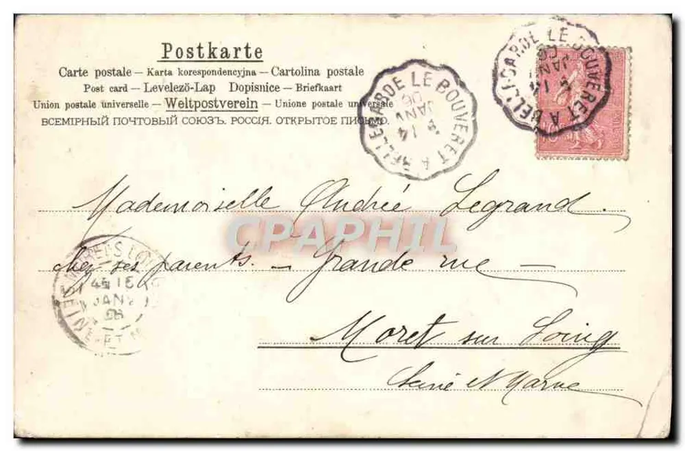 Violetas em um cesto — carta postal — editor não visível - Verso