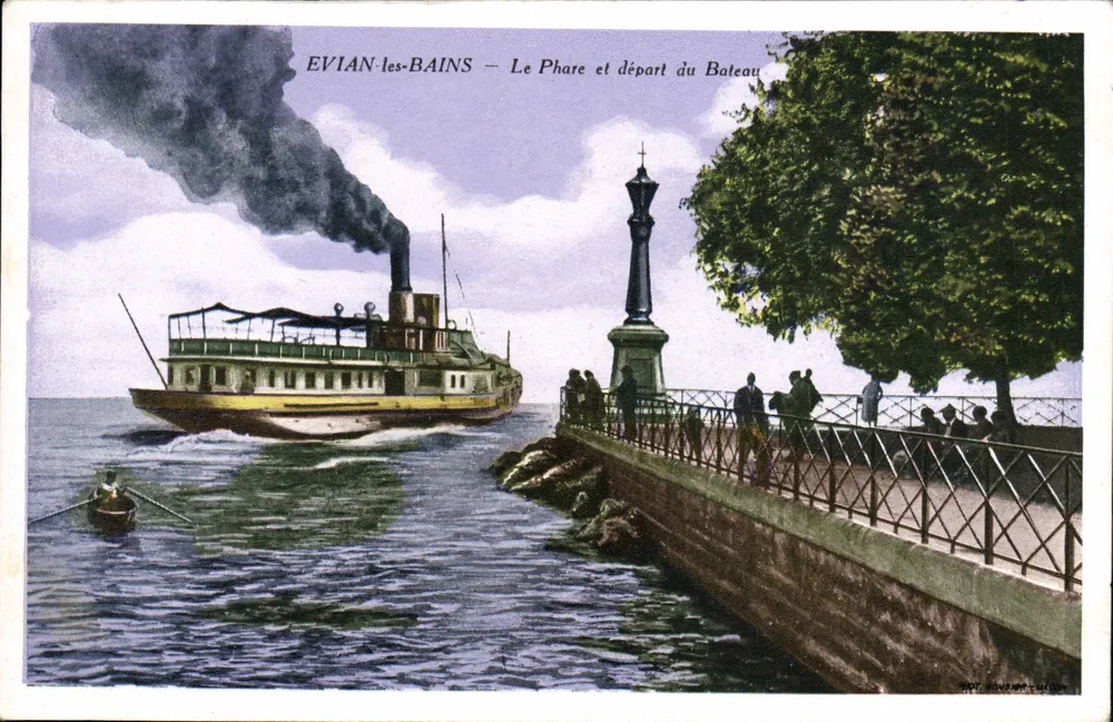 EVIAN-LES-BAINS — Der Leuchtturm und Abfahrt des Bootes — Ausgabe BOUTONNE n°907 - Vorderseite