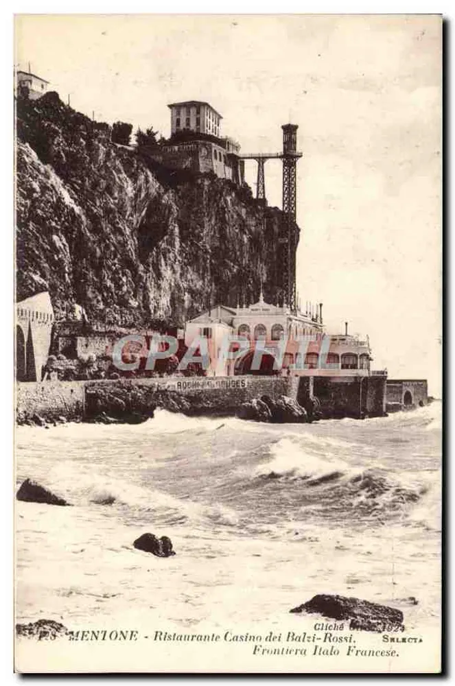 Menton - Restaurant Casino dei Balzi Rossi - Italien-Französisch Grenze — Gliché, Serie SELECTA n°128, 1924 - Vorderseite