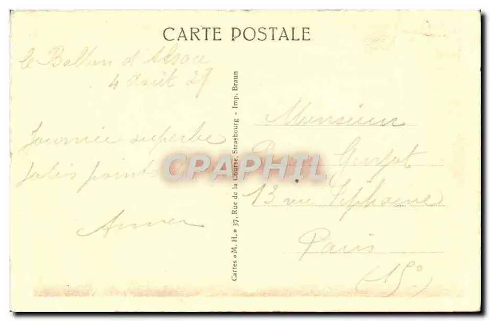 Servance — Cascade du Miellin — éditeur Belfort, n° 5015 c - Verso