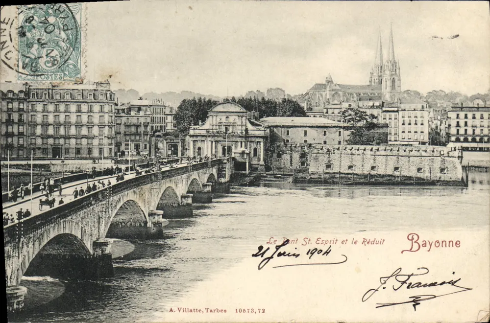 O Ponte St. Esprit e o Réduit — Bayonne — A. Villatte, Tarbes 10673,72 - Frente