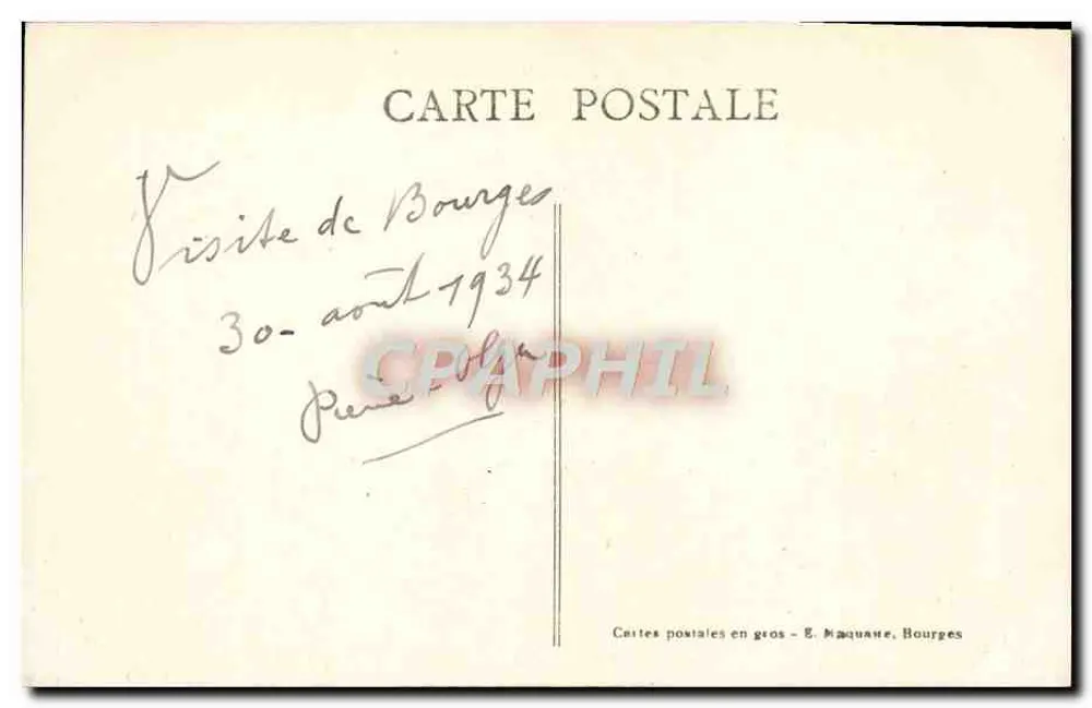 Bourges — नगर पालिका का भवन — विपणनकर्ता E.M. संख्या 341 - पीछे