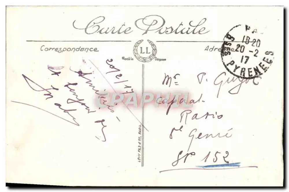 Pau — Der Seilbahn und das Hôtel de France — LL, Nr. 155 - Rückseite