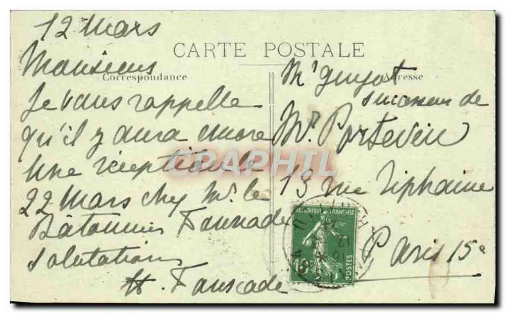 Versalles — Cour d'Honneur. Estatua de Luis XIV — J.M.T. - Reverso