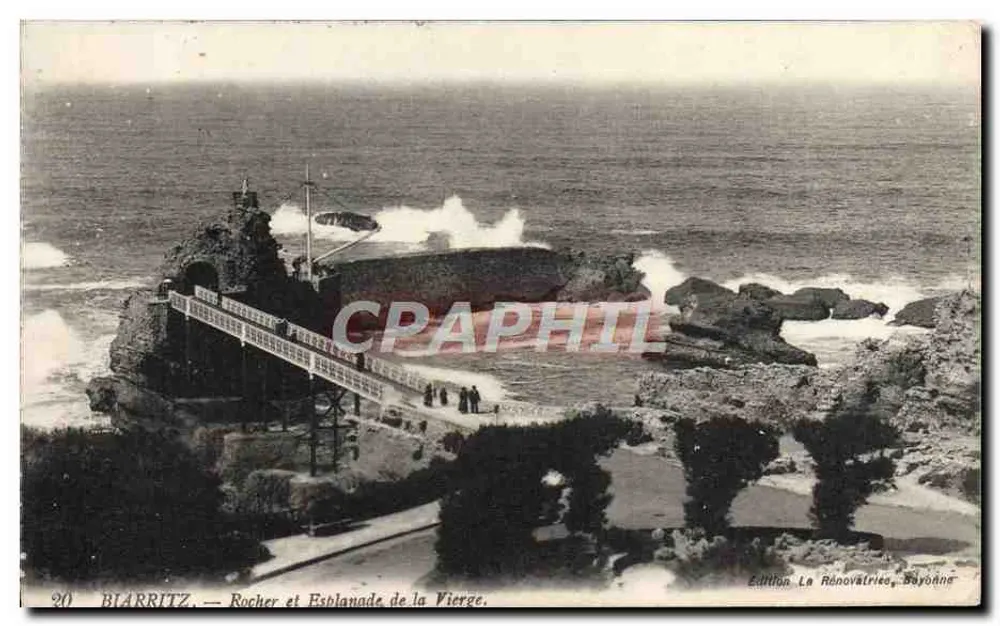 Biarritz — Rocher e Esplanada da Virgem — Edição La Rénovatrice, Bayonne - Frente