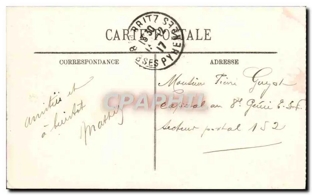 Biarritz — Rocher e Esplanada da Virgem — Edição La Rénovatrice, Bayonne - Verso