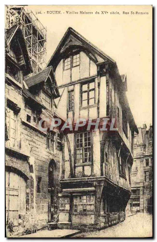 Rouen - Alte Häuser des 15. Jahrhunderts, Straße St-Romain — Edition La Cigogne, Kosca - Vorderseite