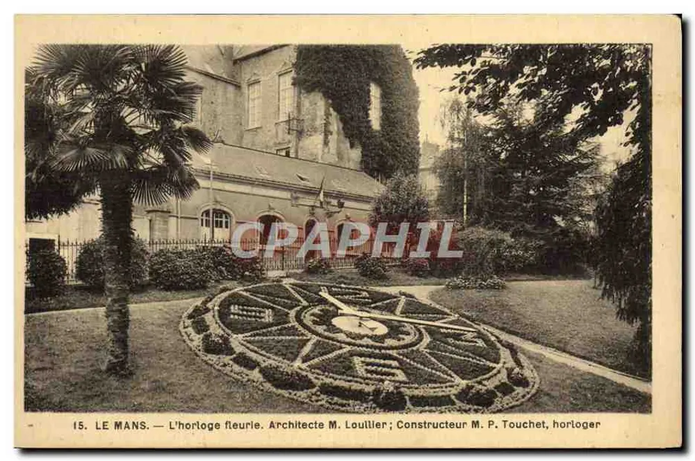 Le Mans — A relógio florido — Arquiteto M. Loullier; Construtor M. P. Touchet, relógio - Frente