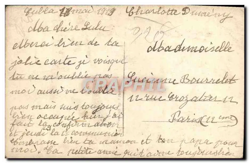 Niña con ramo de flores — 'Estos flores y mis besos' — DLX 7615 - Reverso