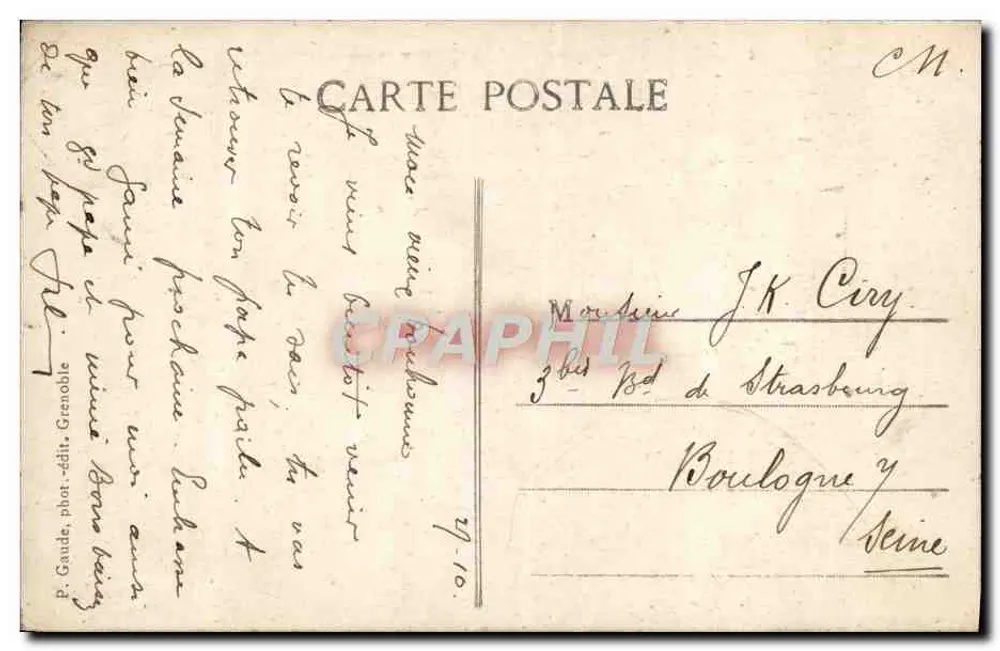 Grenoble — La Perrière, die Quais und die Kette der Alpen — P. Gaude, phot. publ. - Rückseite