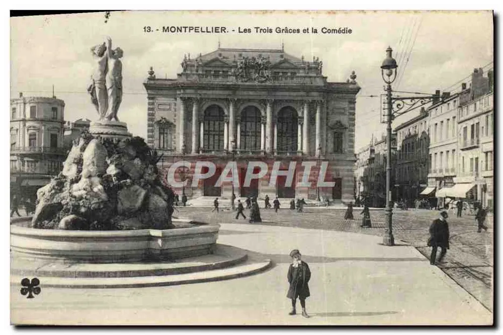 Montpellier — Die Drei Grazien und das Komödien-Theater - Vorderseite