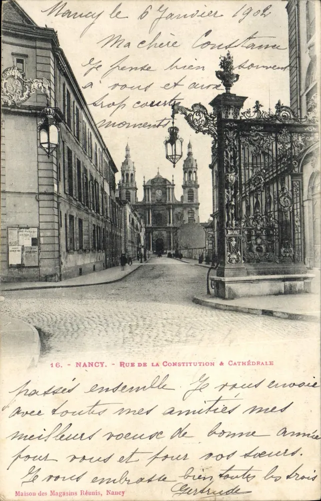 Nancy - Rue de la Constitution & Catedral — Maison des Magasins Réunis, n°16 - Frente