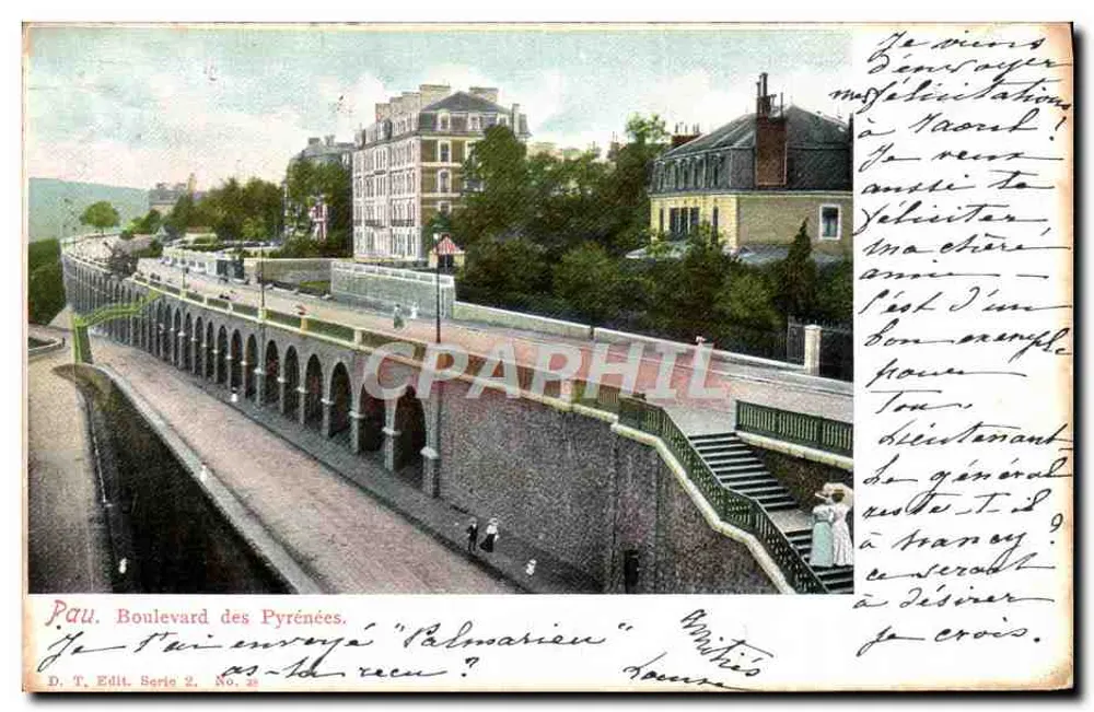 Pau. Boulevard des Pyrénées — 'Palmarian' — D. T. Edit. Série 2, Número 28 - Frente