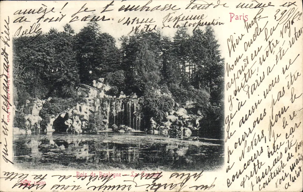 Bois de Boulogne — A cascata — Editor Paris, n° 1200 - Frente