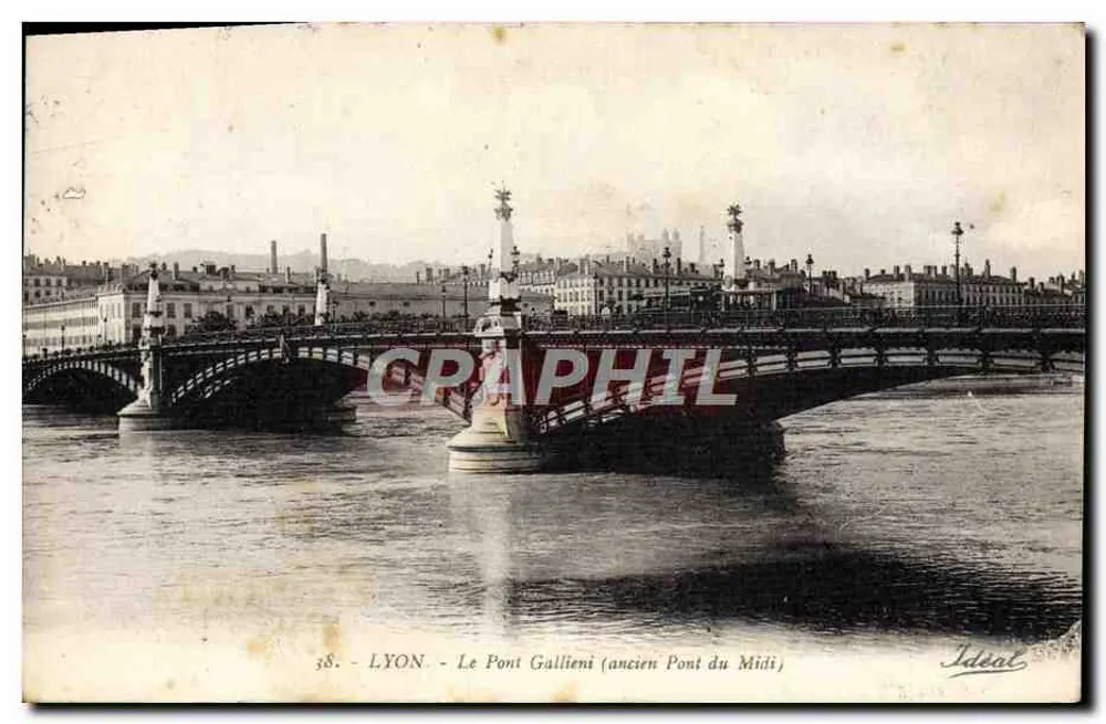 LYON - Die Gallieni-Brücke (frühere Mittagsbrücke) — Verlag Ideal, Nr. 38 - Vorderseite