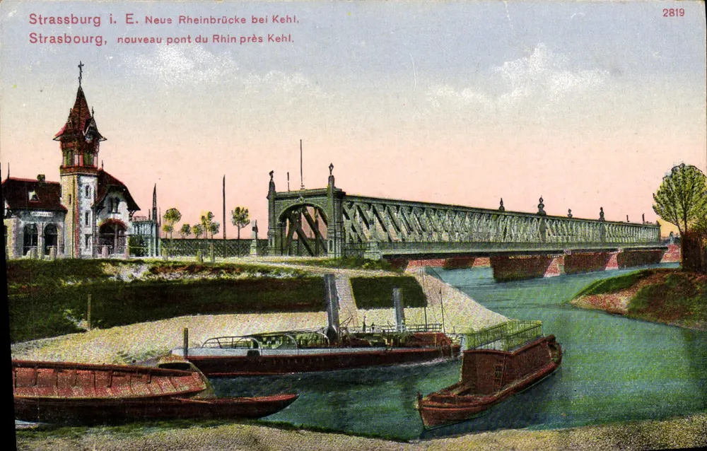 Strasbourg i. E. Neue Rheinbrücke bei Kehl — neuer Rheinbrücke bei Kehl — Verlag Felix Lübb, n° 2819 - Vorderseite