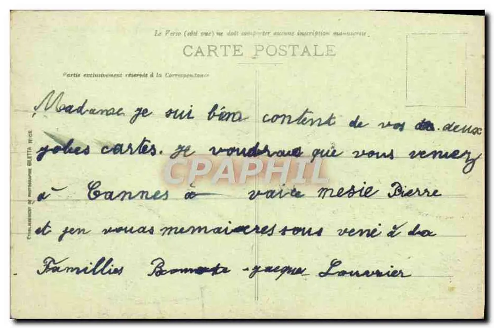 CANNES - A Promenade da Croisette — editor Salouan Grinato, n° 552 - Verso