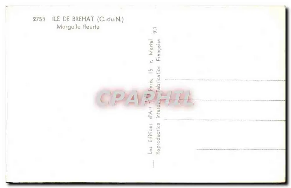 Margelle florescente — Ilha de Brehat (C.-du-N.) — Edições d'Art Martel - Verso