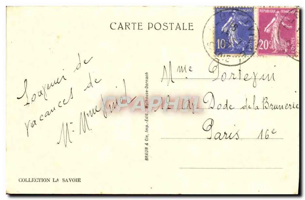 As Gorges do Arly — vista das gorges e do curso d'água — editor Braun & Cie, n° 12943 - Verso