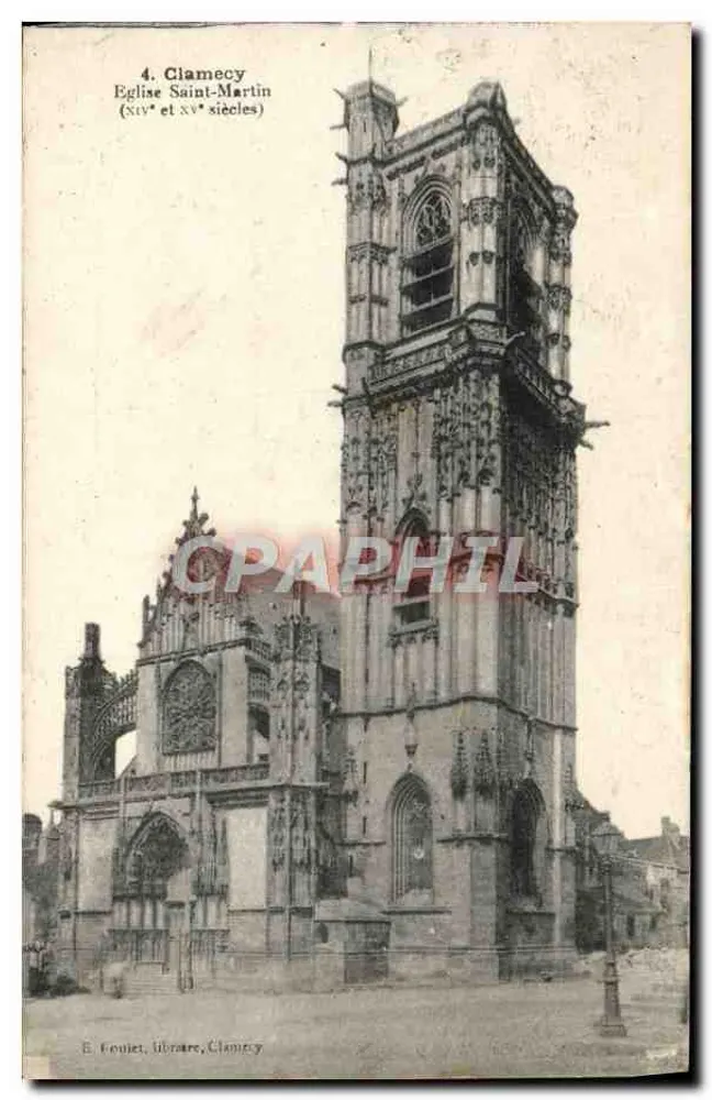 Clamecy — Igreja de São Martinho (séculos XIV e XV) — E. Fouliet, livreiro, Clamecy - Frente