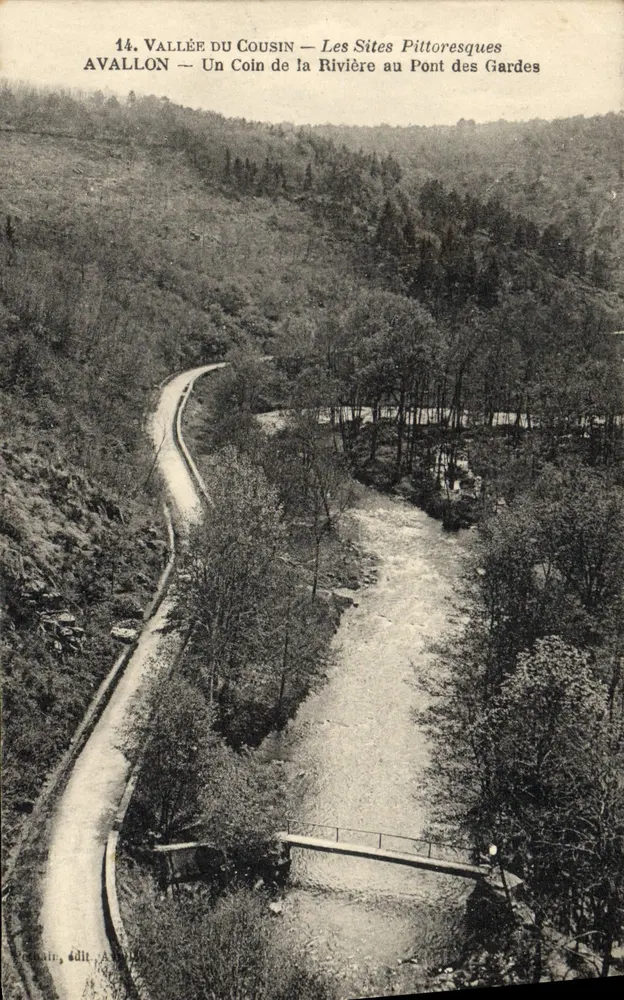 Vallée du Cousin — Die malerischen Orte — Avallon — Ein Stück des Flusses am Pont des Gardes — Verleger Fournain - Vorderseite