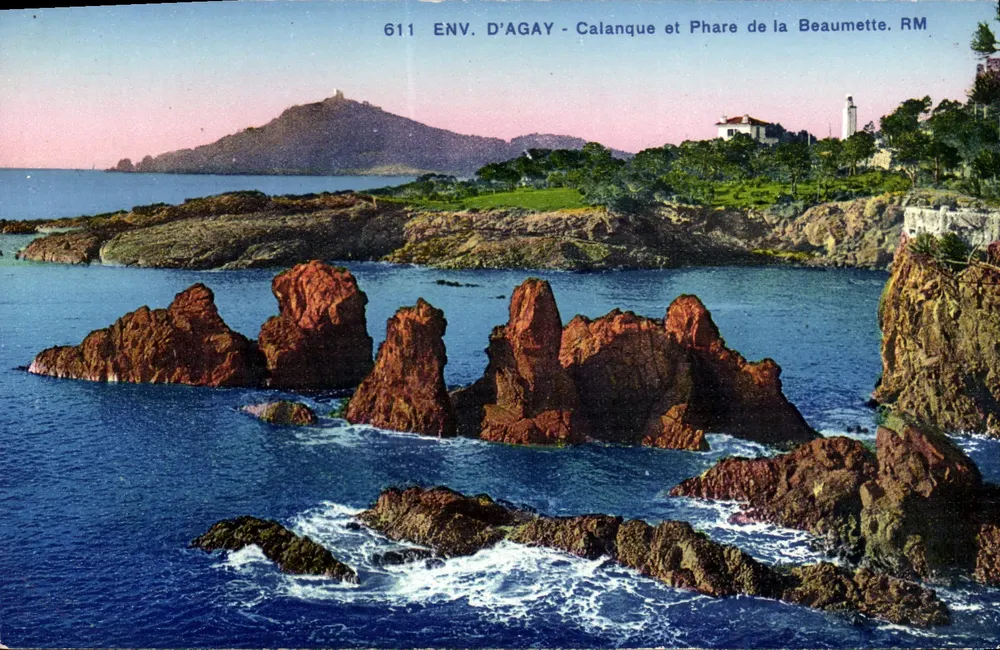 Env. de Agay - Calanque e Farol da Beaumette — Editor Rostan & Munier, Nice, n° 611 - Frente