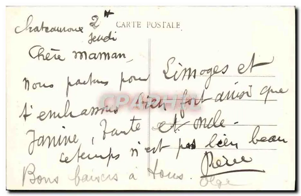 Châteauroux — Vista panorâmica — Édit. « Au Bélier » n° 811 - Verso
