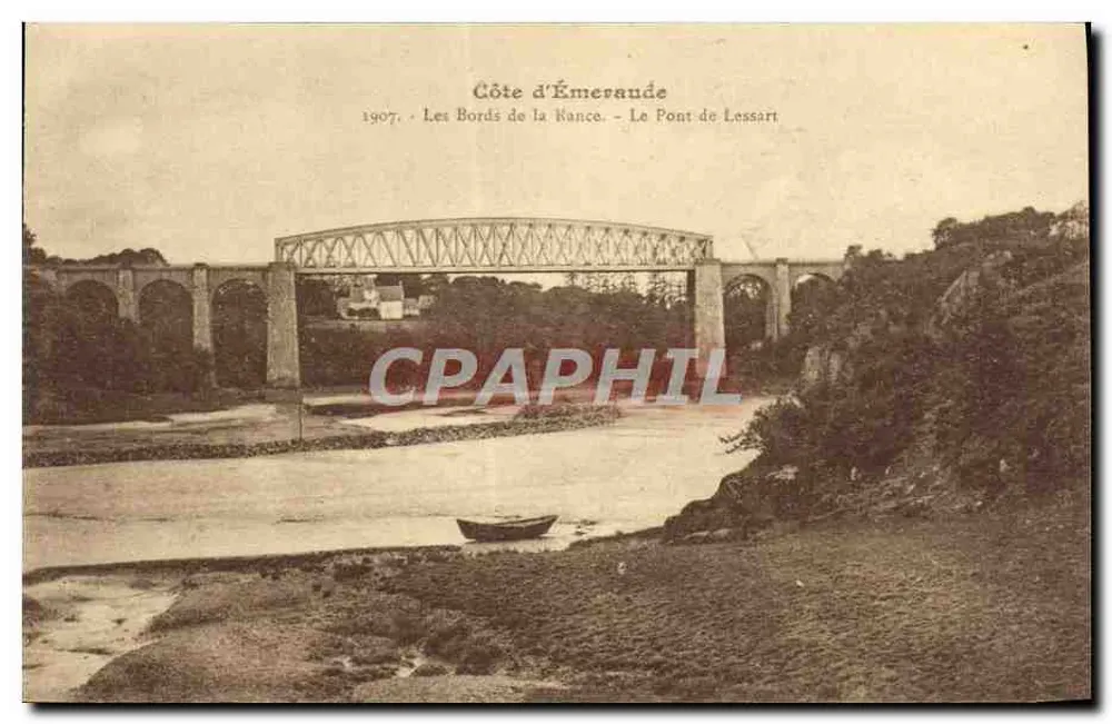 Küste von Émeraude — Ufer der Rance — Brücke von Lessart — 1907 - Vorderseite