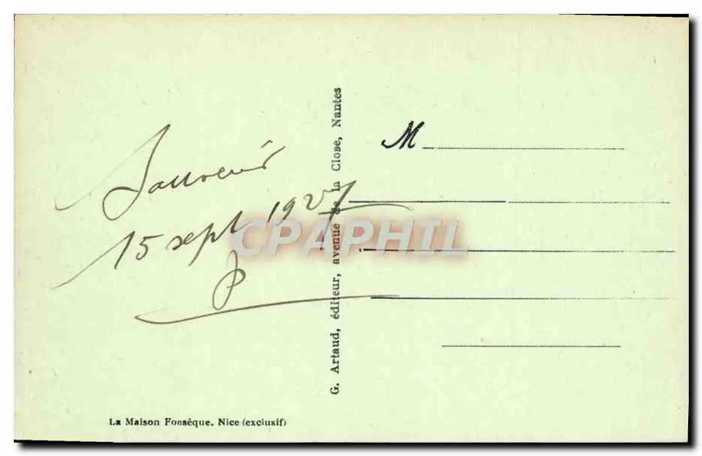 NICE - Le Port, Point d'attache des Courriers postaux de la Corse — série 34, éditeur G. Artaud - Verso