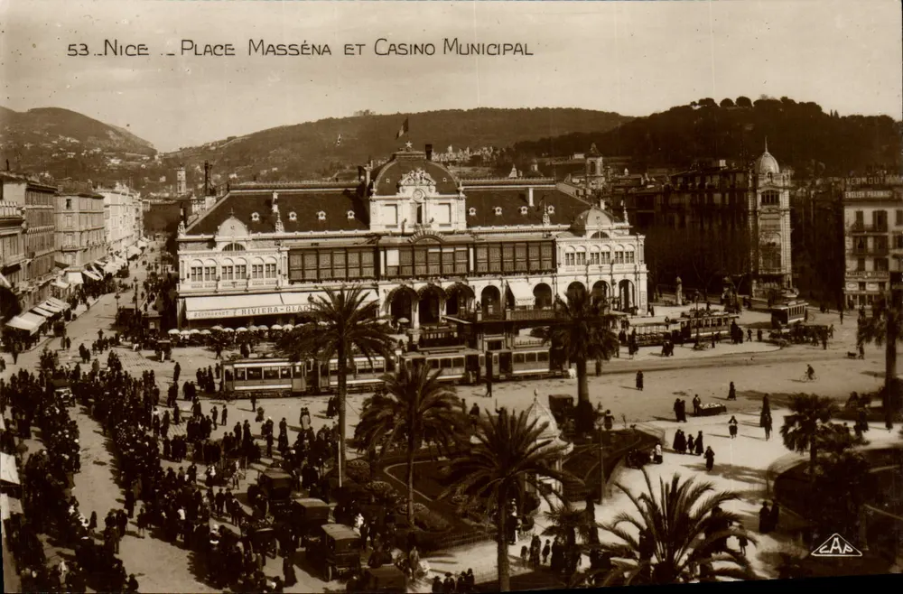 Nice - Place Masséna und Municipal Casino — Antike Ansichtskarte n°53, Verlag C.A.P. Strasbourg - Vorderseite